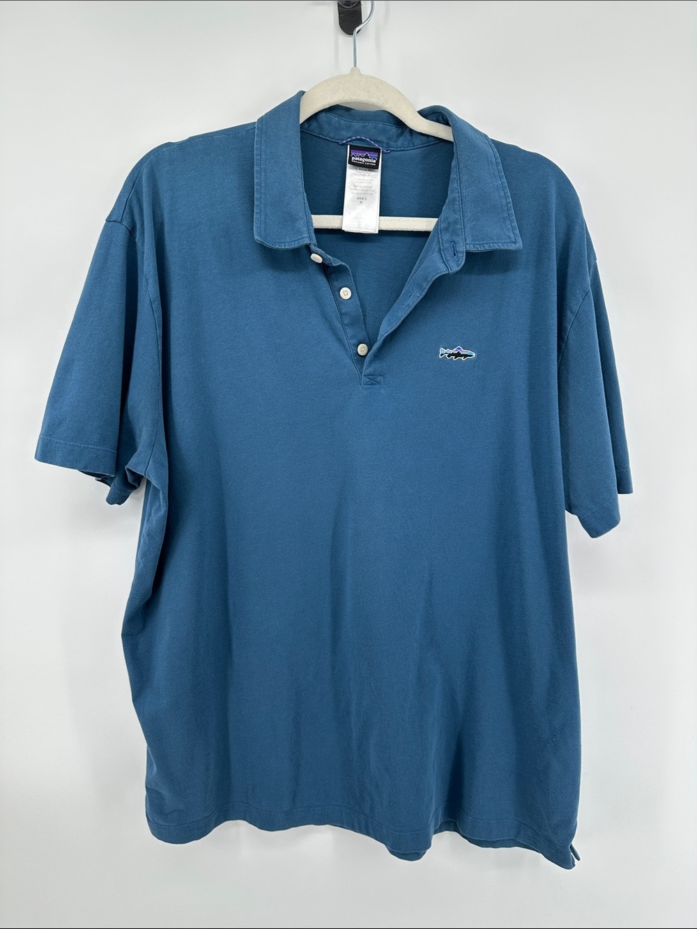 Patagonia GorpcoreOutdoorsy Urban Coastal CausalTeal-Blue Short Sleeve Polo SzXL